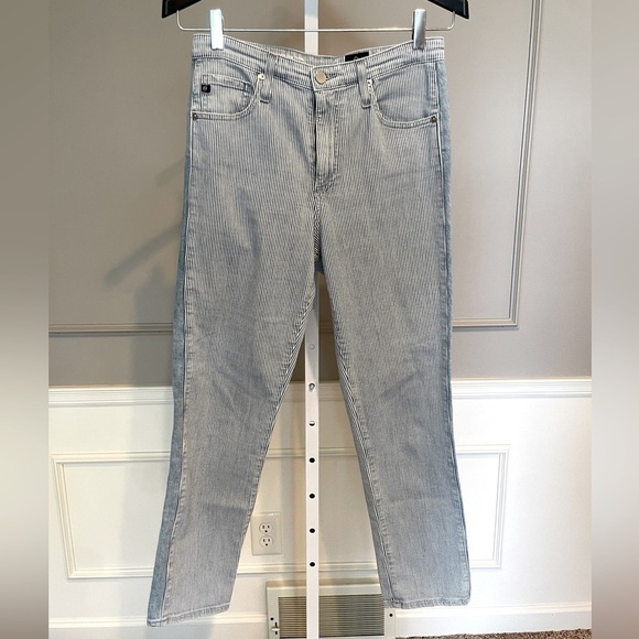 AG Adriano Goldschmied 29 Isabelle striped high rise ankle denim jeans cropped - Picture 1 of 8